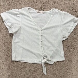 Miami White Textured Tie-Front Tee